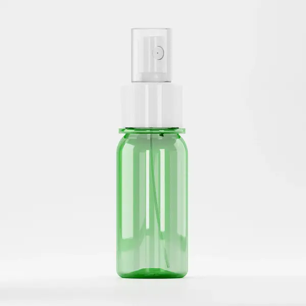 Flacon PET 50ml, Verde – Filet 28mm - Cu Atomizor Alb