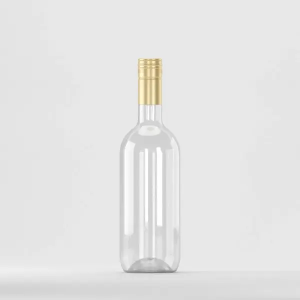 Flacon PET 750ml, transparent – cu capac filetant auriu