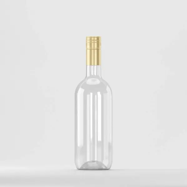 Flacon PET 750ml, transparent – cu capac filetant auriu