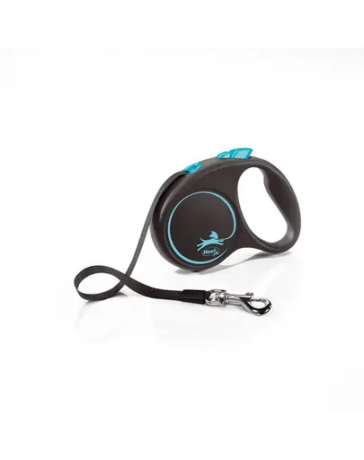 FLEXI Black Design lesa automata cu banda pentru caini, negru cu albastru, marimea S, 5 m