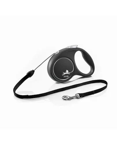 FLEXI Black Design lesa automata cu sir pentru caini, negru, marimea S, 5 m