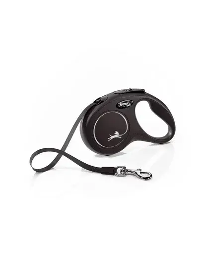 FLEXI New Classic lesa automata cu banda pentru caini, negru, marimea S, 5 m