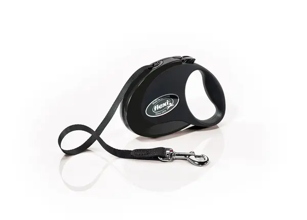 FLEXI Style, lesă retractabilă câini, nylon, negru, S(12kg, 3m)