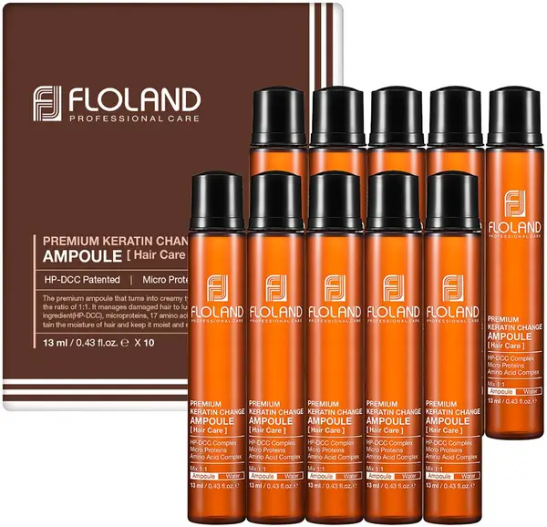 Floland Fiole pentru păr cu cheratină Premium Keratin Change, 10 bucăți