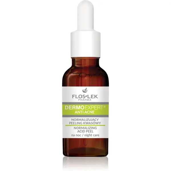 FlosLek Pharma DermoExpert Anti Acne serum cu textură de peeling pentru noapte pentru normalizarea tenului 30 ml