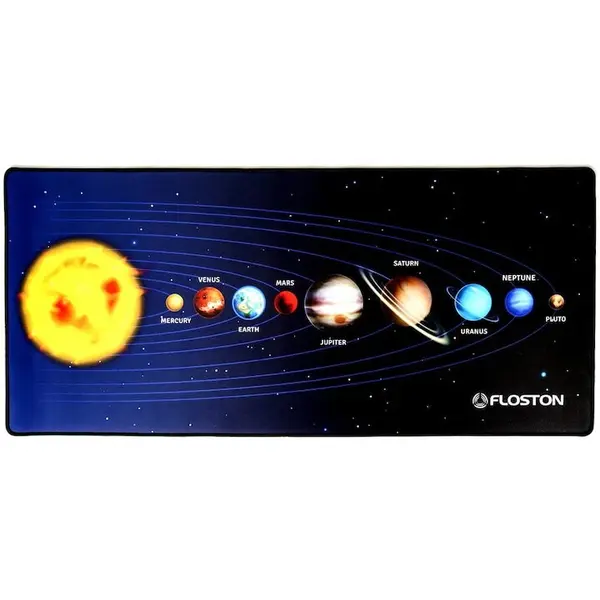 floston Mouse Pad Floston SOLAR SYSTEM, 90 x 40 cm, baza cauciucata, suprafata textila, margini cusute, Negru