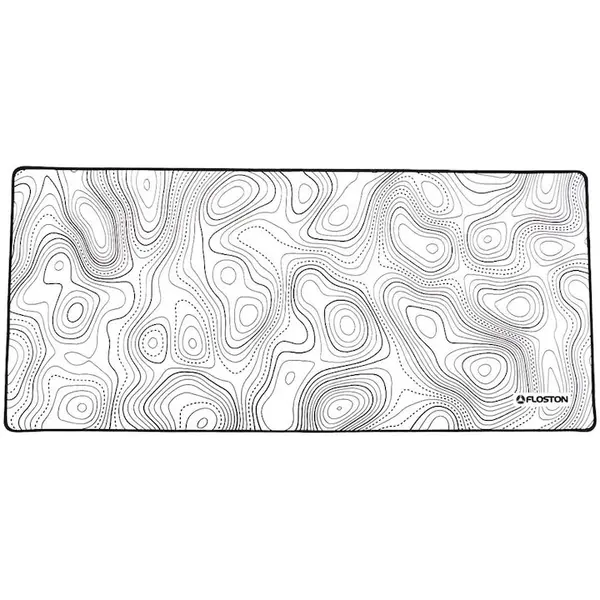 floston Mouse Pad Floston TOPOGRAPHIC, 90 x 40 cm, baza cauciucata, suprafata textila, margini cusute, Alb