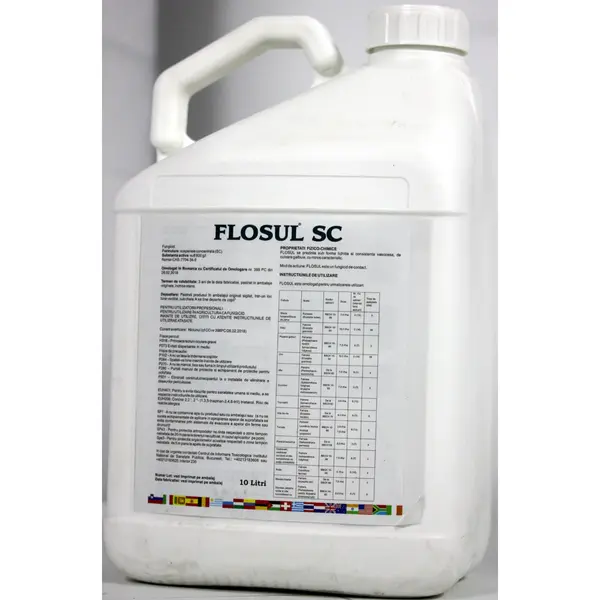 Flosul SC 10 L fungicid de contact pe baza de sulf, fainare (vita de vie, castraveti, dovlecei, pepene, orz, grau, salata, mar, mazare, sfecla zahar, trandafiri, ardei, piersic, nectarin, tomate, capsun) - Default Title