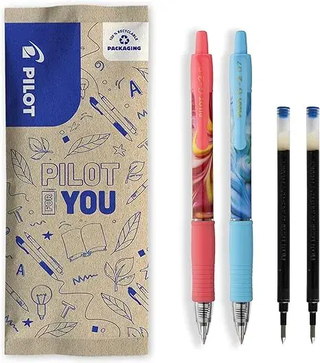 Flow pack 2 rollere cu gel Pilot G2 Flow albastru si roz 0.7 mm + 2 rezerve albastre Flow pack 2 rollere cu gel Pilot G2 Flow albastru si roz 0.7 mm + 2 rezerve albastre