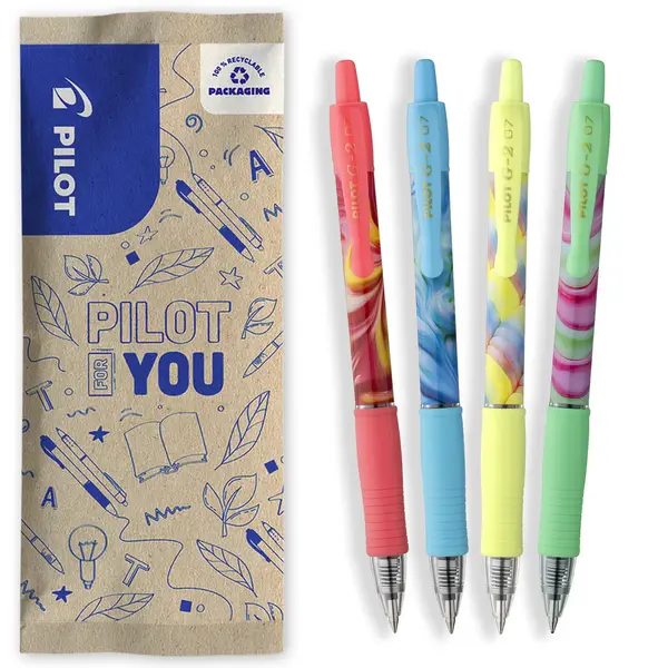 Flow pack rollere cu gel Pilot G2 Flow 0.7 mm cu click 4 culori Flow pack rollere cu gel Pilot G2 Flow 0.7 mm cu click 4 culori