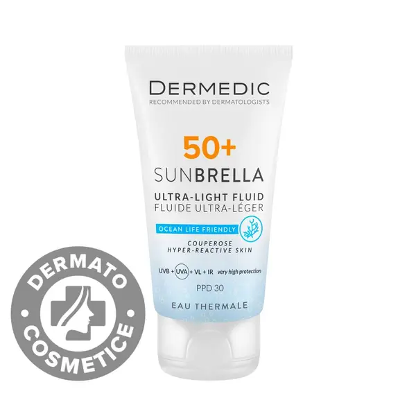 Fluid ultra-light pentru ten cuperozic si hiperreactiv cu SPF50 Sunbrella, 40ml, Dermedic