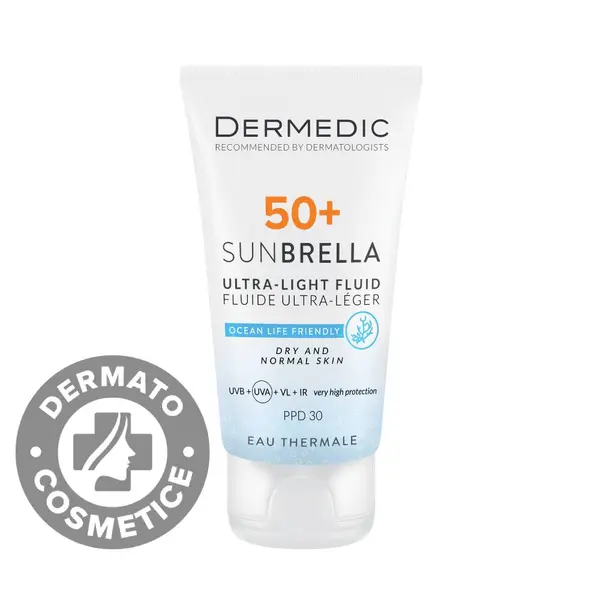 Fluid ultra light pentru ten uscat si normal cu SPF50+ Sunbrella, 40ml, Dermedic