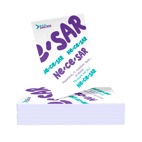 Flyer A5 față – tipar policromie, carton DCM 150 g/mp Flyer A5 față – tipar policromie, carton DCM 150 g/mp