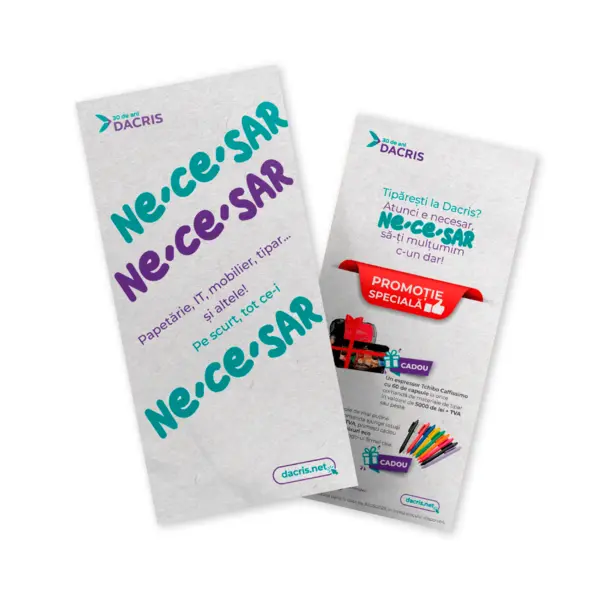 Flyer A5 față/verso – tipar policromie, carton DCM 150 g/mp Flyer A5 față/verso – tipar policromie, carton DCM 150 g/mp
