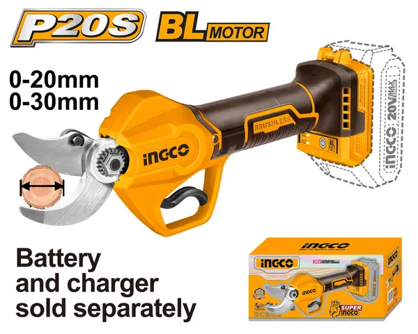 Foarfeca Electrica 20V Brushless 30mm Profesionala pentru Gradina si Vie fara Acumulator INGCO CSSLI20308