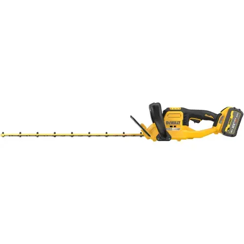 Foarfeca electrica pe acumulator pentru tuns gard viu DeWALT DCMHT573X1, 18V/54V XR Flexvolt, motor fara perii, lungime lama 65 cm, distanta intre dinti 31 mm, autonomie pana la 75 minute, include: incarcator + acumulator 54V XR Flexvolt 9.0 Ah
