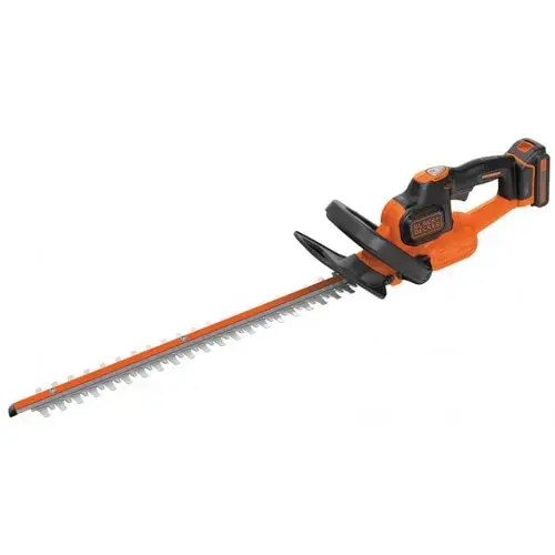 Foarfeca electrica pentru tuns gard viu, Black & Decker, cu acumulator 18 V, 2.0 Ah, lama 45 cm