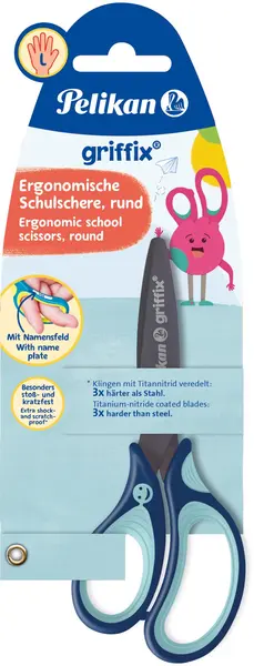 Foarfecă pentru stângaci Pelikan Griffix - Albastru, 14 cm
