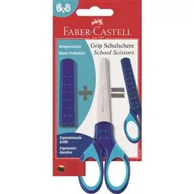 Foarfeca scolara cu prot grip albastra Faber-Castell Foarfeca scolara cu prot grip albastra Faber-Castell