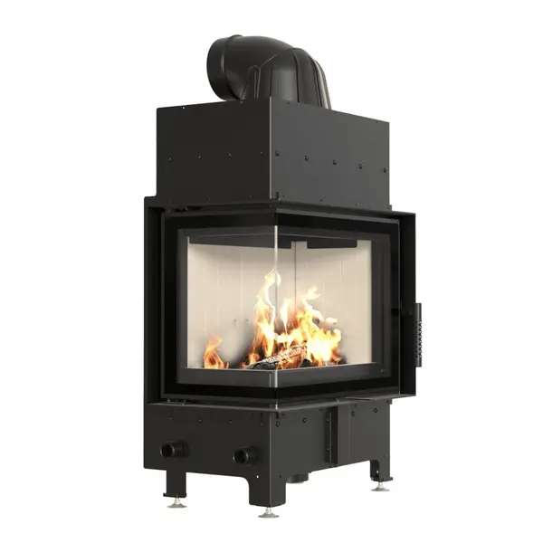 Focar profesional Flotek pe colt stanga cu samota alba 8kw pe lemne