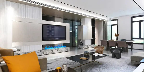 Focar semineu electric 3D cu vapori de apa incorporabil, Led, cu sunet, 8 culori, Wi-Fi cu APP internet, ElectricSun MISTique XXL 200cm