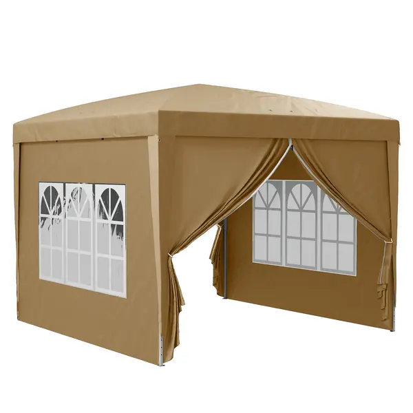 Foisor de gradina pliabil Outsunny din otel si tesatura Oxford cu funii si cuie incluse, 2,95x2,95x2,58 m, alb | Aosom Romania