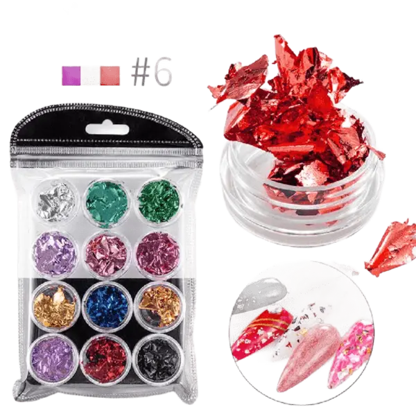Foiță creponată nail art set 12 culori | Decor profesional pentru unghii
