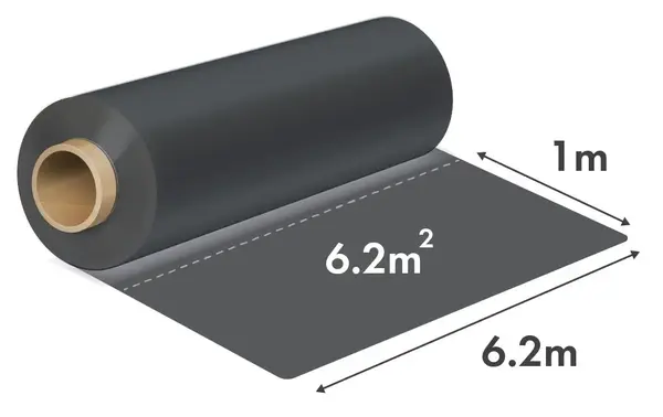 Folie de Construcții rLDPE (polietilena reciclata) Neagră 6.2m x 120my – 1m Liniar = 6.2mp