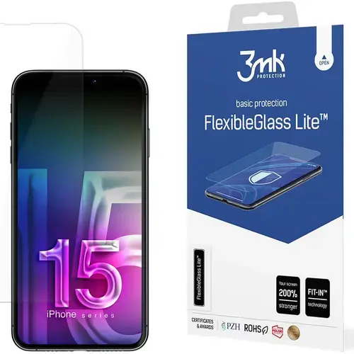 Folie de protectie 3mk FlexibleGlass Lite pentru iPhone 15