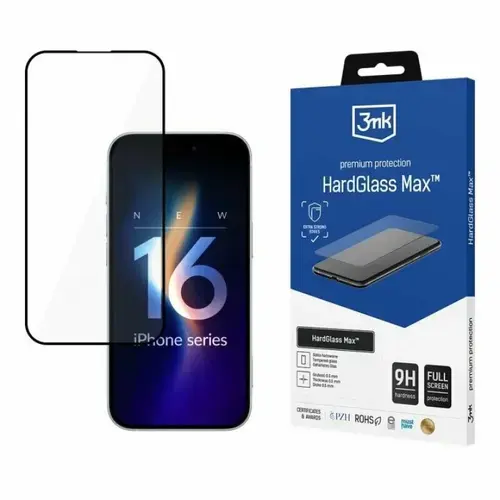 Folie de protectie 3mk HardGlass Max pentru iPhone 16 Plus, Negru
