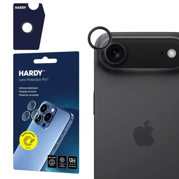 Folie de protectie Camera Spate 3MK Hardy Protection Pro pentru Apple iPhone 17 Air, Sticla Securizata, Neagra
