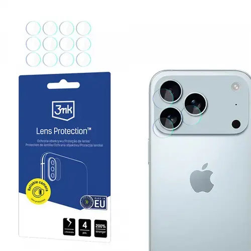 Folie de protectie Camera Spate 3MK Protection pentru Apple iPhone 17 Pro Max, Sticla Flexibila, Set 4 bucati