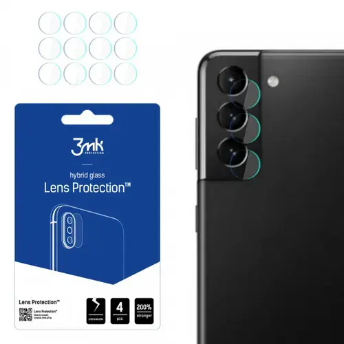 Folie de protectie Camera Spate 3MK Protection pentru Samsung Galaxy S21 5G G991, Sticla Securizata, Set 4 bucati