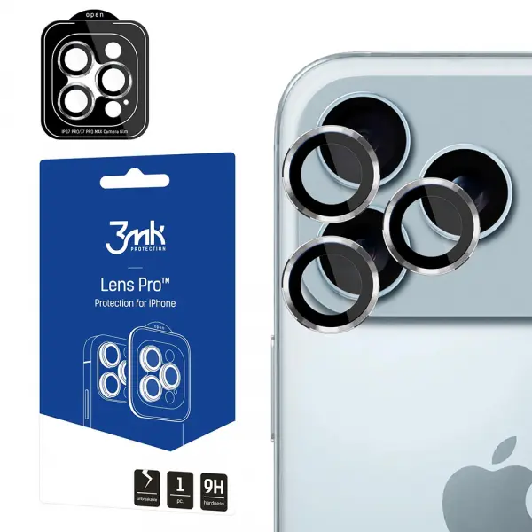 Folie de protectie Camera Spate 3MK Protection Pro pentru Apple iPhone 17 Pro Max / 17 Pro, Sticla Securizata, Argintie
