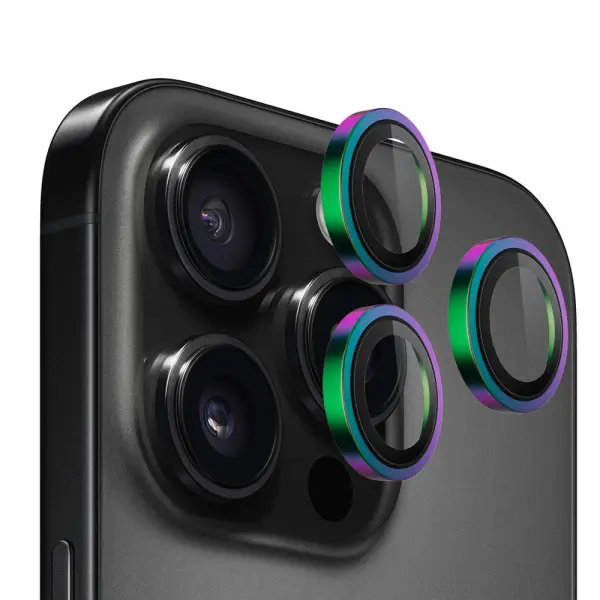 Folie de protectie Camera Spate Blueo Metal Frame pentru Apple iPhone 14 Pro Max / 14 Pro, Sticla Securizata, Multicolor