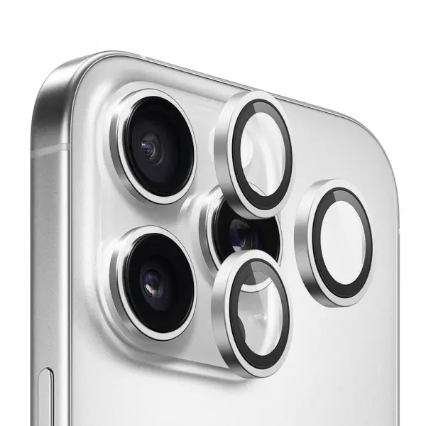 Folie de protectie Camera Spate Blueo Metal Frame pentru Apple iPhone 14 Pro Max / 14 Pro, Sticla Securizata, Argintie