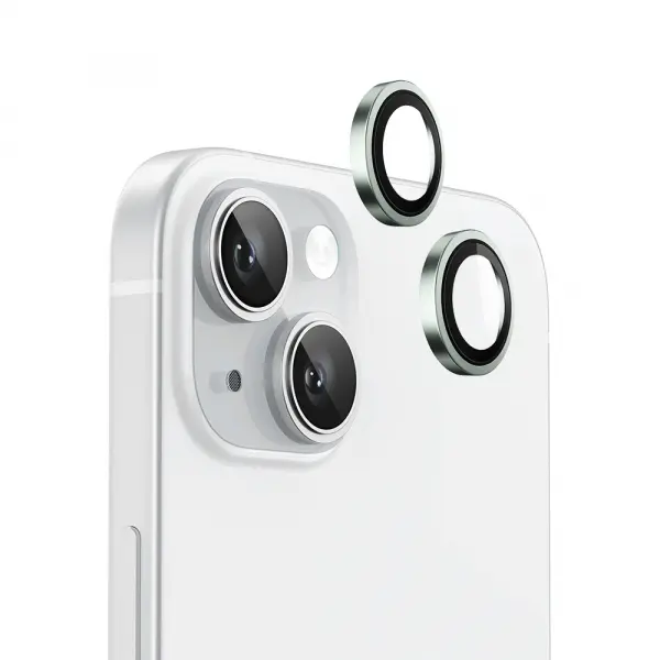 Folie de protectie Camera Spate Blueo Metal Frame pentru Apple iPhone 15 Plus / 15, Sticla Securizata, Verde