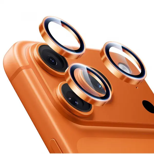Folie de protectie Camera Spate ESR Armorite pentru Apple iPhone 14 Pro, Sticla Securizata, Portocalie