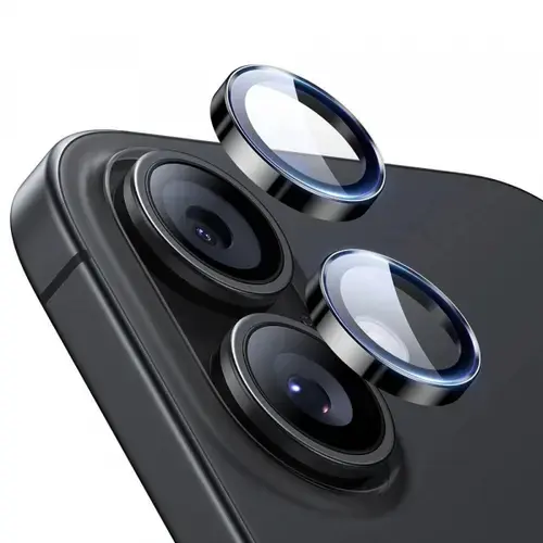 Folie de protectie Camera Spate ESR Armorite pentru Apple iPhone 17 / 16 Plus / 16, Sticla Securizata, Set 2 bucati (Negru)