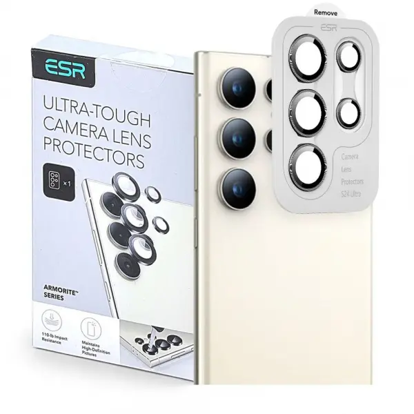 Folie de protectie Camera Spate ESR Armorite pentru Samsung Galaxy S25 Ultra S938, Sticla Securizata, Neagra