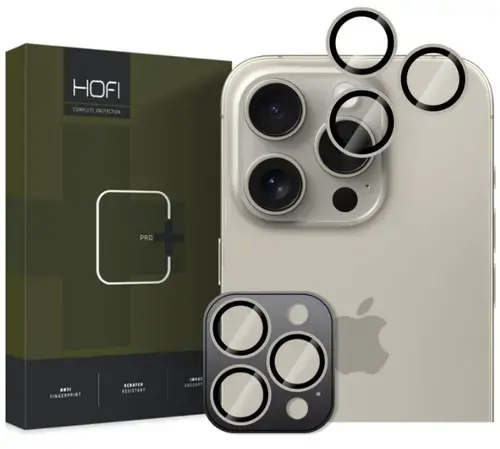 Folie de protectie Camera spate HOFI CamRing PRO+ pentru Apple iPhone 16 Pro Max / 16 Pro, Sticla Securizata, Gri