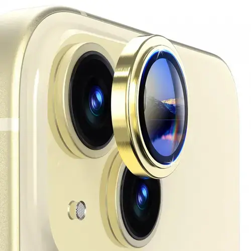 Folie de protectie Camera Spate Lito S+ pentru Apple iPhone 14, Sticla Securizata (Galben)