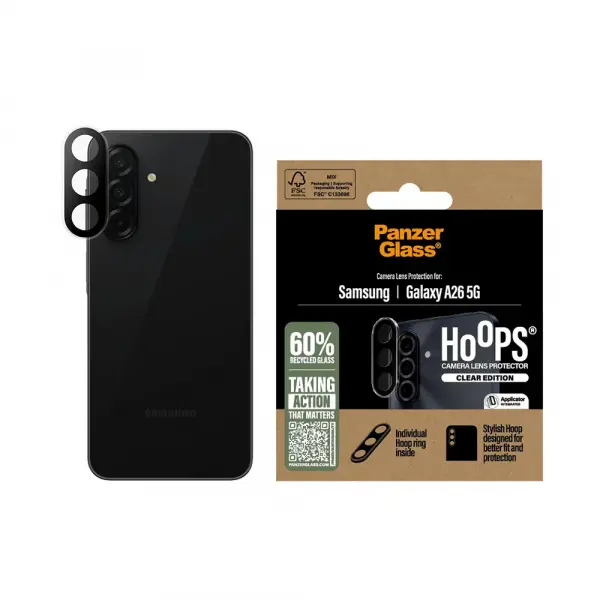 Folie de protectie Camera Spate PanzerGlass Hoops pentru Samsung Galaxy A26 A266, Sticla Securizata, Transparenta