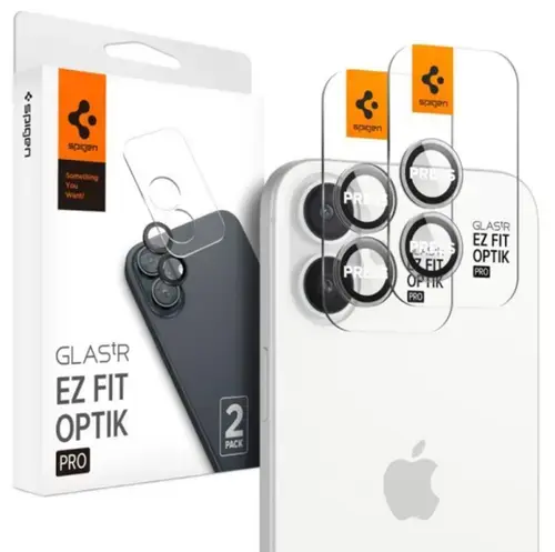 Folie de protectie Camera spate Spigen EZ FIT pentru Apple iPhone 16 Plus / 16, Sticla Securizata, Set 2 bucati, Transparenta