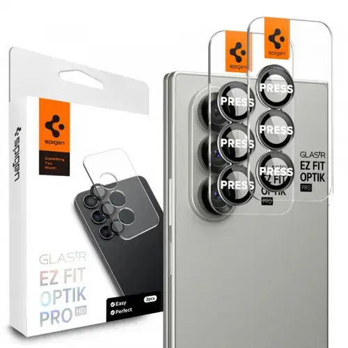 Folie de protectie Camera spate Spigen GlastR EZ FIT Pro HD pentru Samsung Galaxy Z Fold7 F966, Sticla Securizata, Set 2 bucati, Neagra