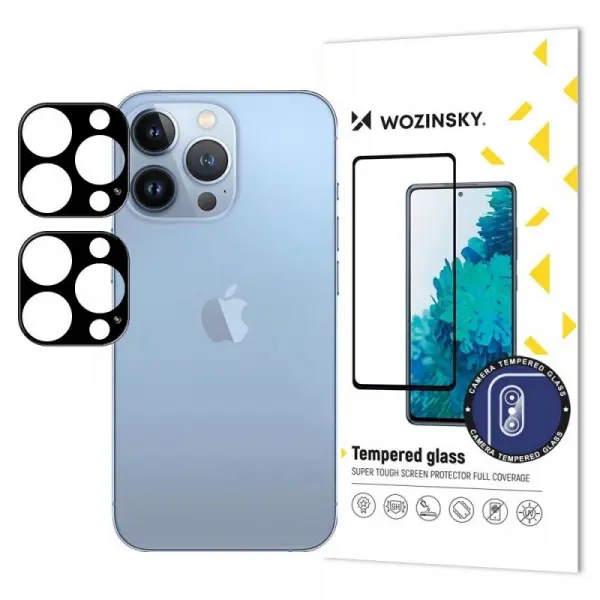 Folie de protectie Camera Spate WZK pentru Apple iPhone 17 Pro, Sticla Securizata, Set 2 bucati, Neagra