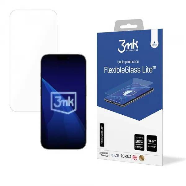 Folie de protectie Ecran 3MK FlexibleGlass Lite pentru Apple iPhone 17, Sticla Flexibila, Full Glue