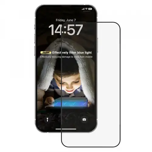 Folie de protectie Ecran Anti Blue Light Anank 3X Reinforced pentru Apple iPhone 16 Pro Max, Sticla Securizata, Full Glue, 2.5D