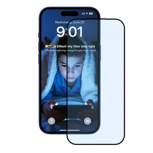 Folie de protectie Ecran Anti Blue Light Anank 5X Reinforced pentru Apple iPhone 17 Pro, Sticla Securizata, Full Glue, 2.5D