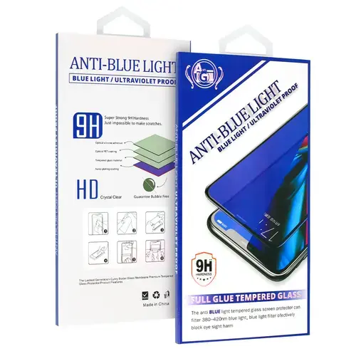 Folie de protectie Ecran Anti Blue Light OEM pentru Apple iPhone 12 / 12 Pro, Sticla Securizata, Full Glue